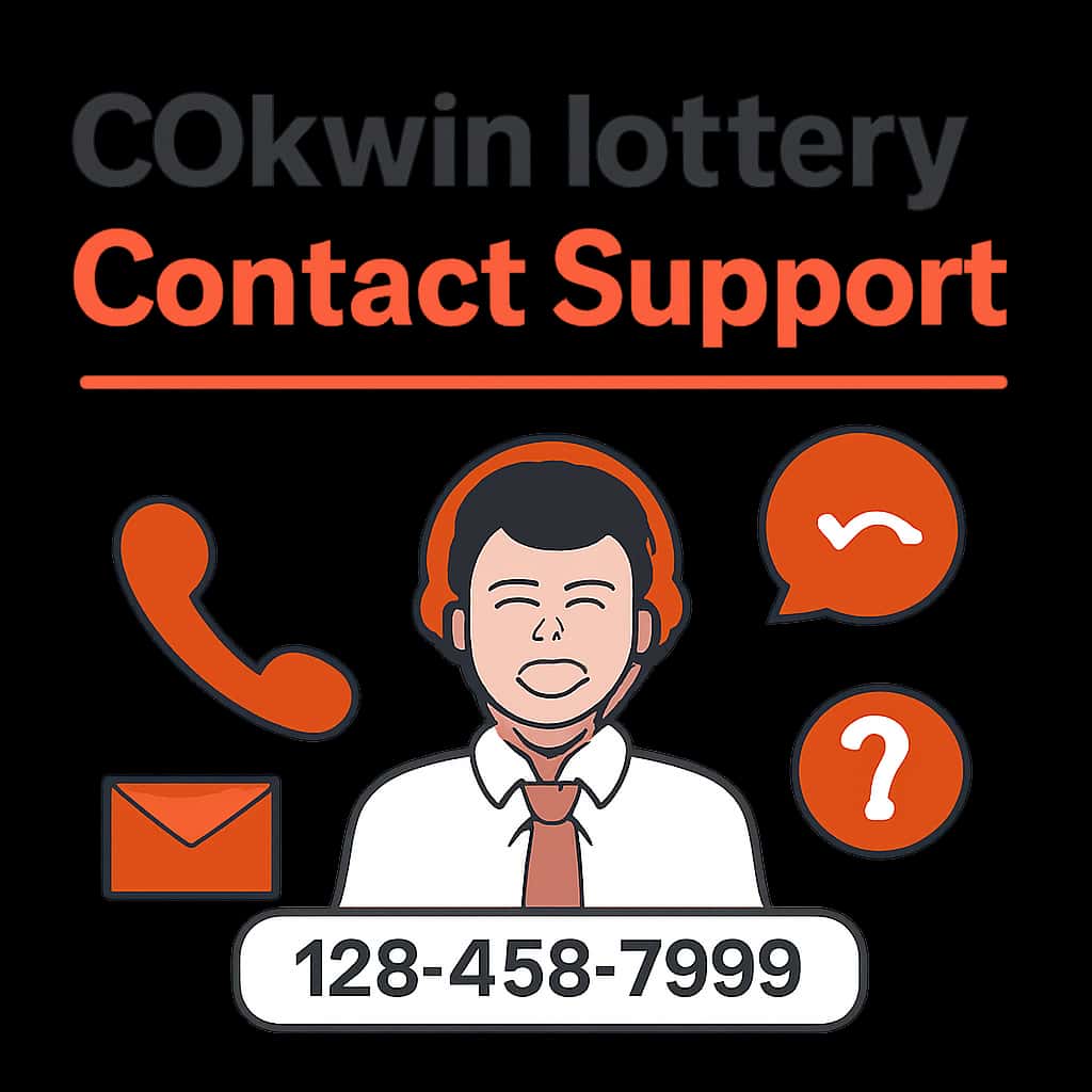 An educational diagram illustrating the process of contacting Okwin lottery Support.