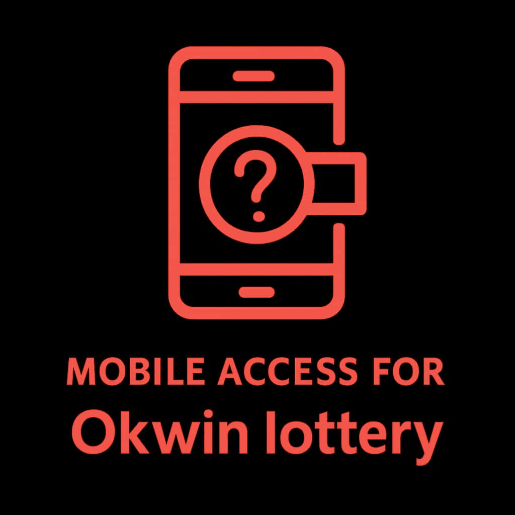 A simple badge representing mobile access to Okwin lottery services.