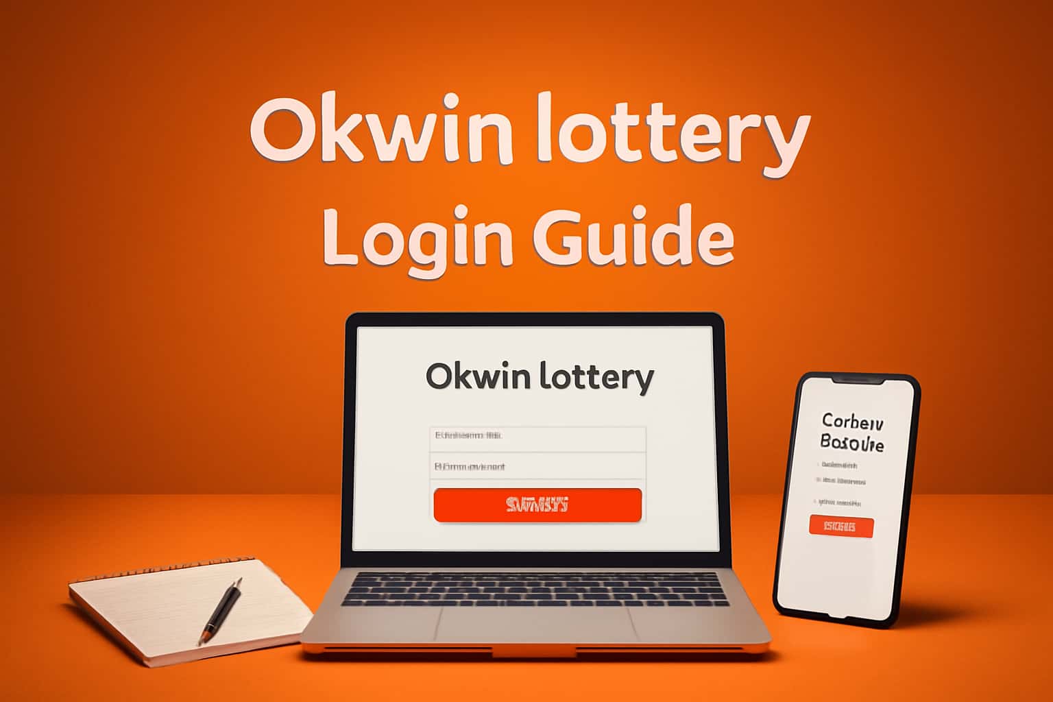 An informative visual representation of the Okwin lottery Login Guide with the text 'Okwin lottery' displayed prominently.