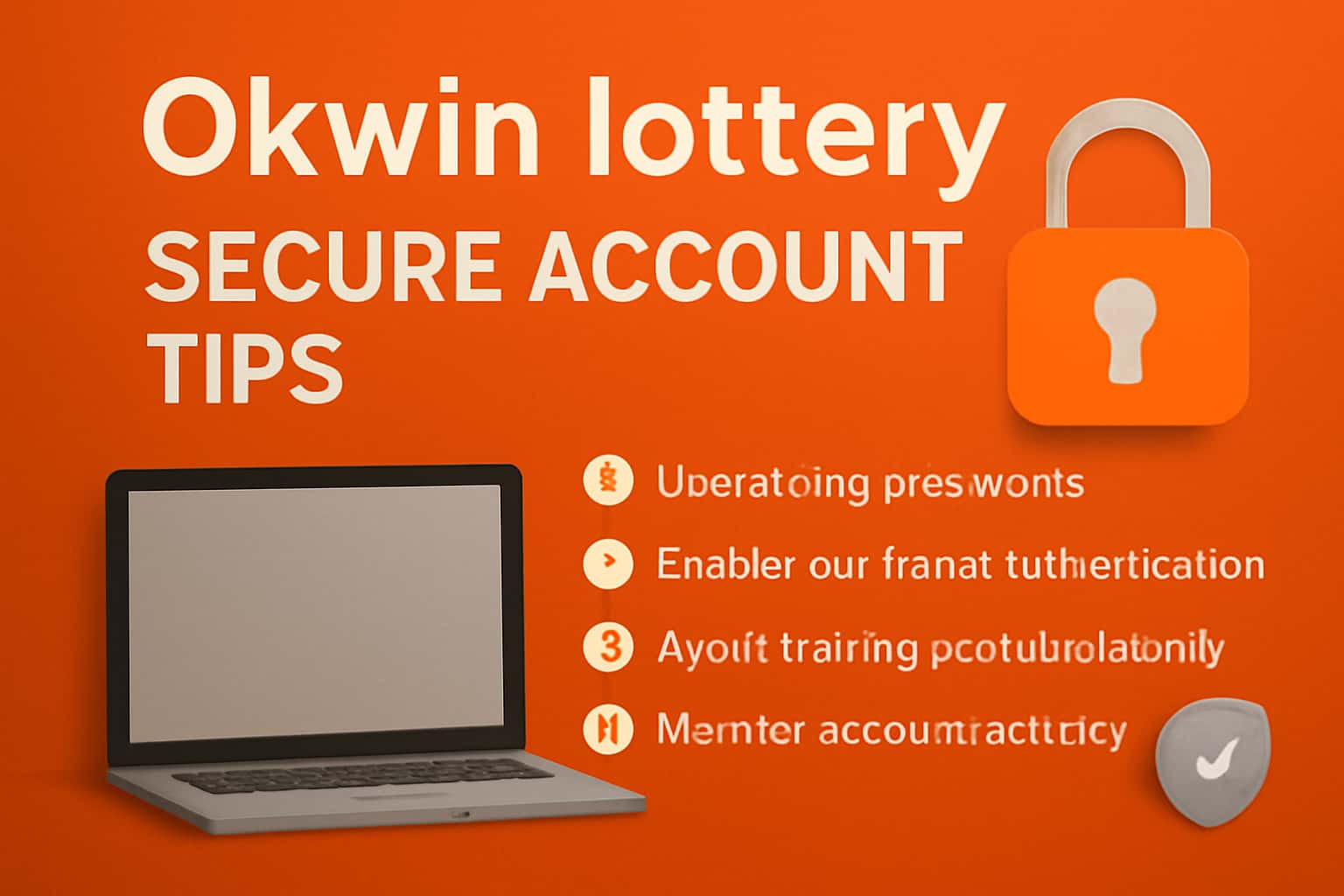 Information scene highlighting tips for securing an Okwin lottery account.